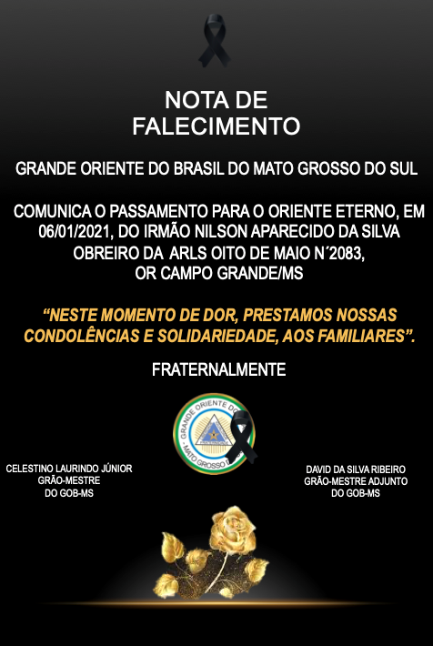 You are currently viewing NOTA DE FALECIMENTO – 06/01/2021