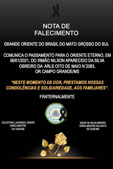 Read more about the article NOTA DE FALECIMENTO – 06/01/2021