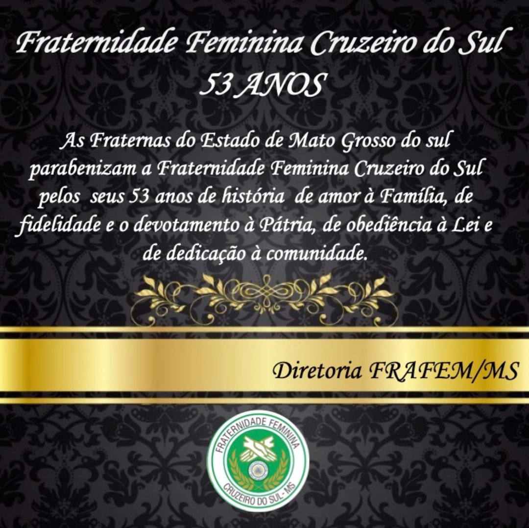 You are currently viewing FRAFEM-MS parabeniza os 53 anos da Fraternidade Feminina Cruzeiro do Sul
