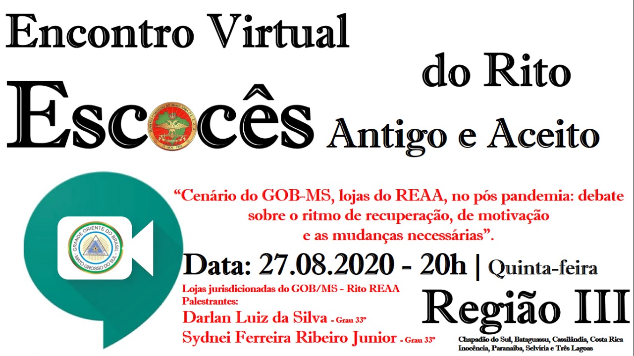 Read more about the article 1º Encontro do REAA – Região III no Mato Grosso do Sul, modalidade VIRTUAL