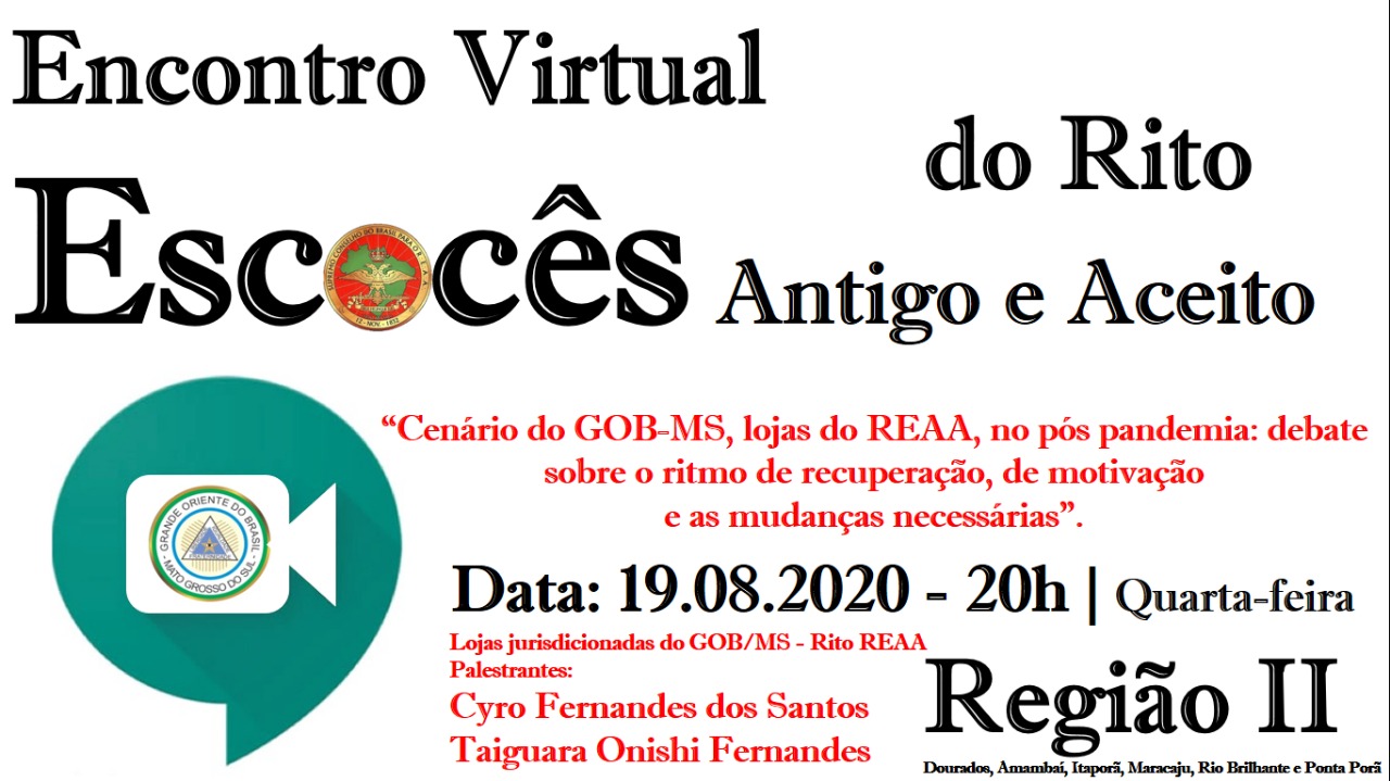 Read more about the article 1º Encontro do REAA – Região II no Mato Grosso do Sul, modalidade VIRTUAL