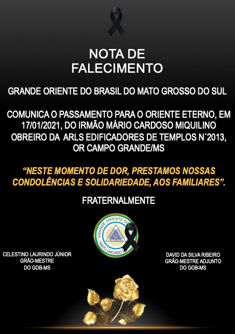 You are currently viewing NOTA DE FALECIMENTO – 17/01/2021