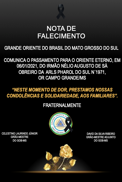 You are currently viewing NOTA DE FALECIMENTO – 06/01/2021