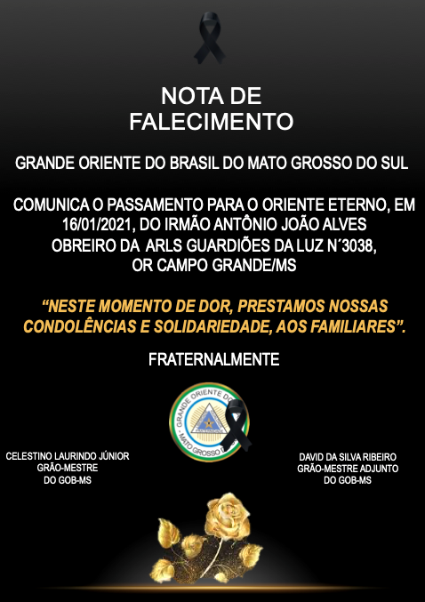 You are currently viewing NOTA DE FALECIMENTO – 16/01/2021