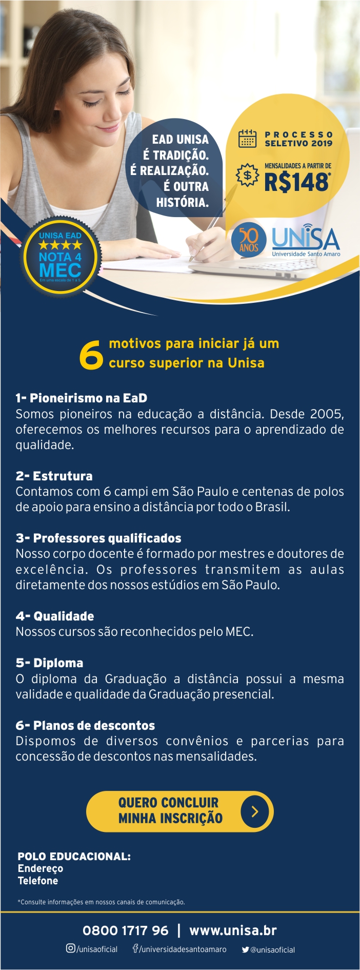 Read more about the article PROCESSO SELETIVO 2019 – UNISA