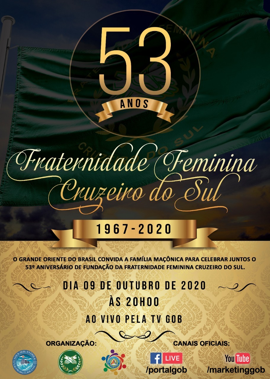 You are currently viewing 53 Anos da Fraternidade Feminina Cruzeiro do Sul – 09/10/2020 – 20h