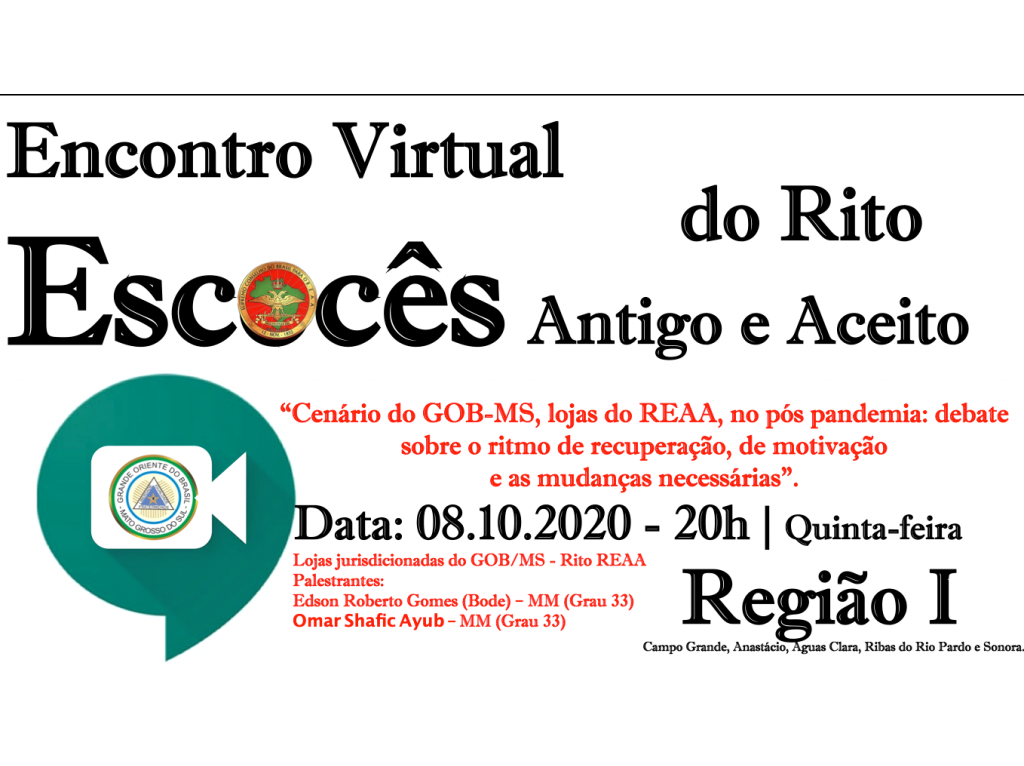 Read more about the article 1º Encontro do REAA – Região I no Mato Grosso do Sul, modalidade VIRTUAL