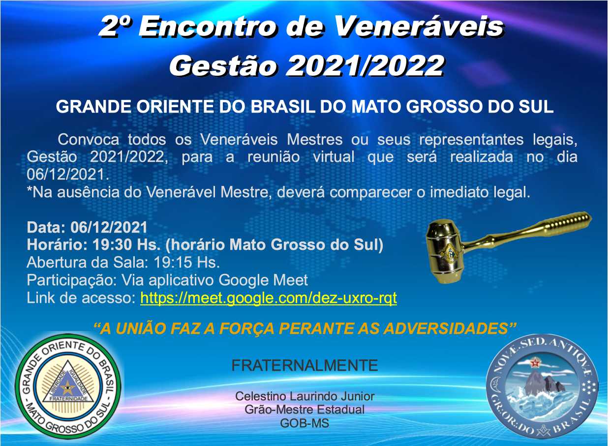 Read more about the article 2º Encontro de Veneráveis Mestres do GOB-MS
