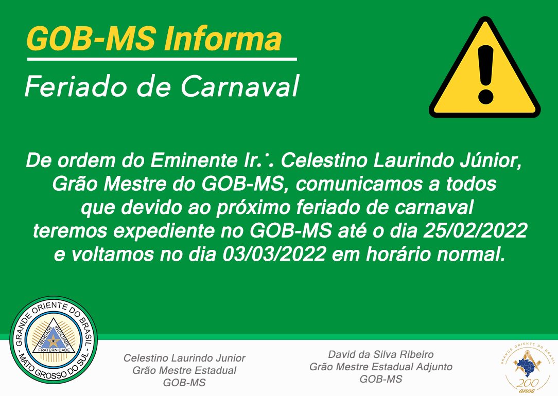 You are currently viewing GOB-MS – Feriado de Carnaval