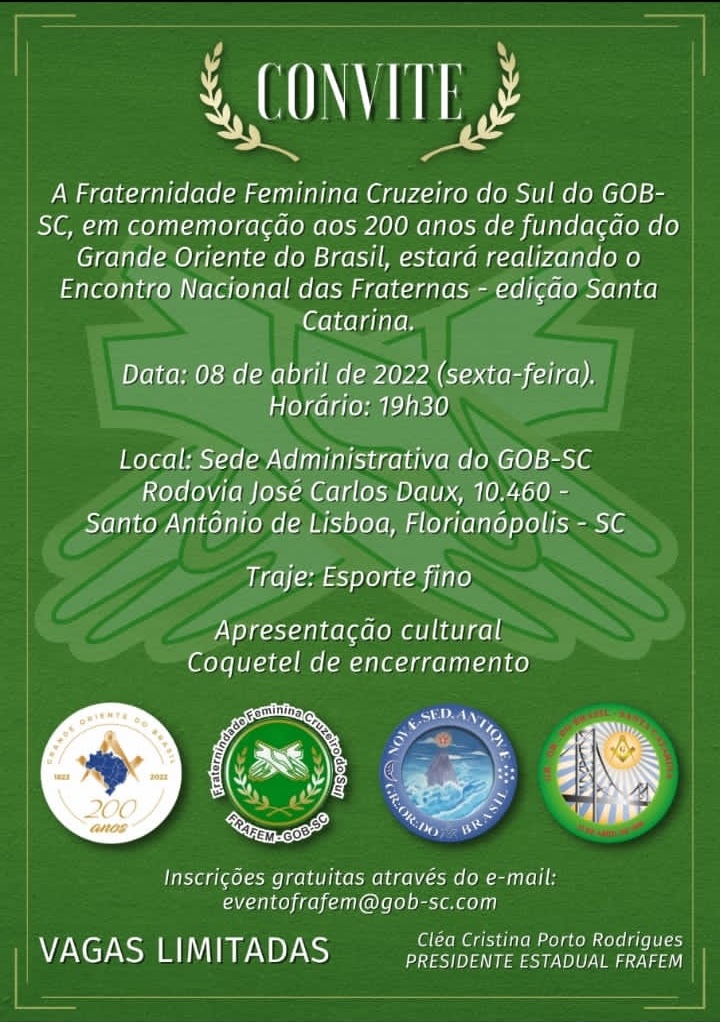 You are currently viewing FRAFEM-MS e FRAFEM-SC – Comemoração 200 Anos do GOB