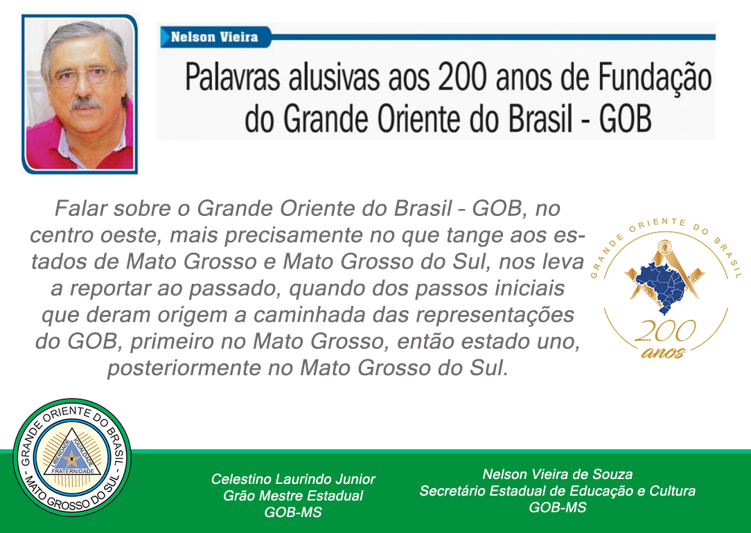 Read more about the article Palavras Alusivas aos 200 Anos de Fundação do GOB