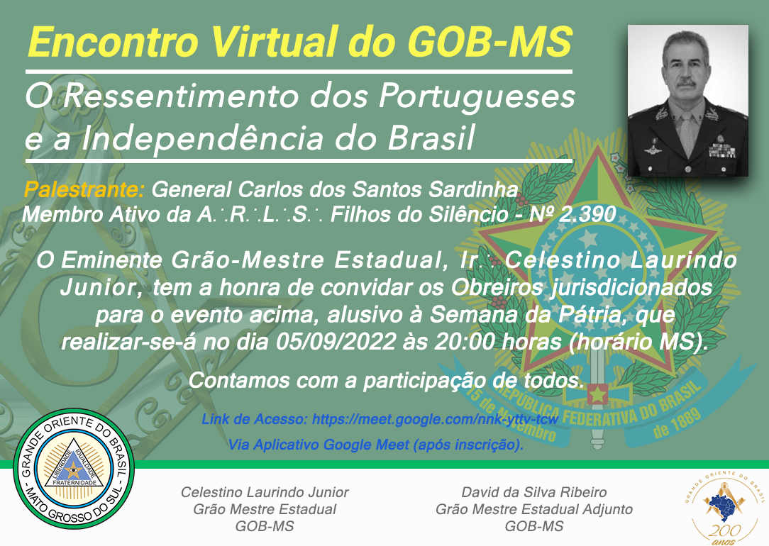 Read more about the article Encontro Virtual: O Ressentimento dos Portugueses e a Independência do Brasil