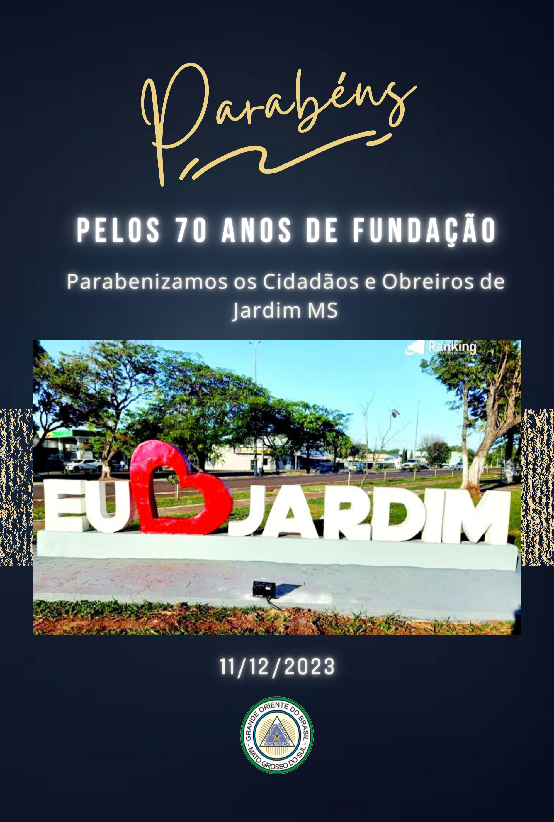 Read more about the article Aniversário de 70 anos de Jardim MS – 11/12/2023