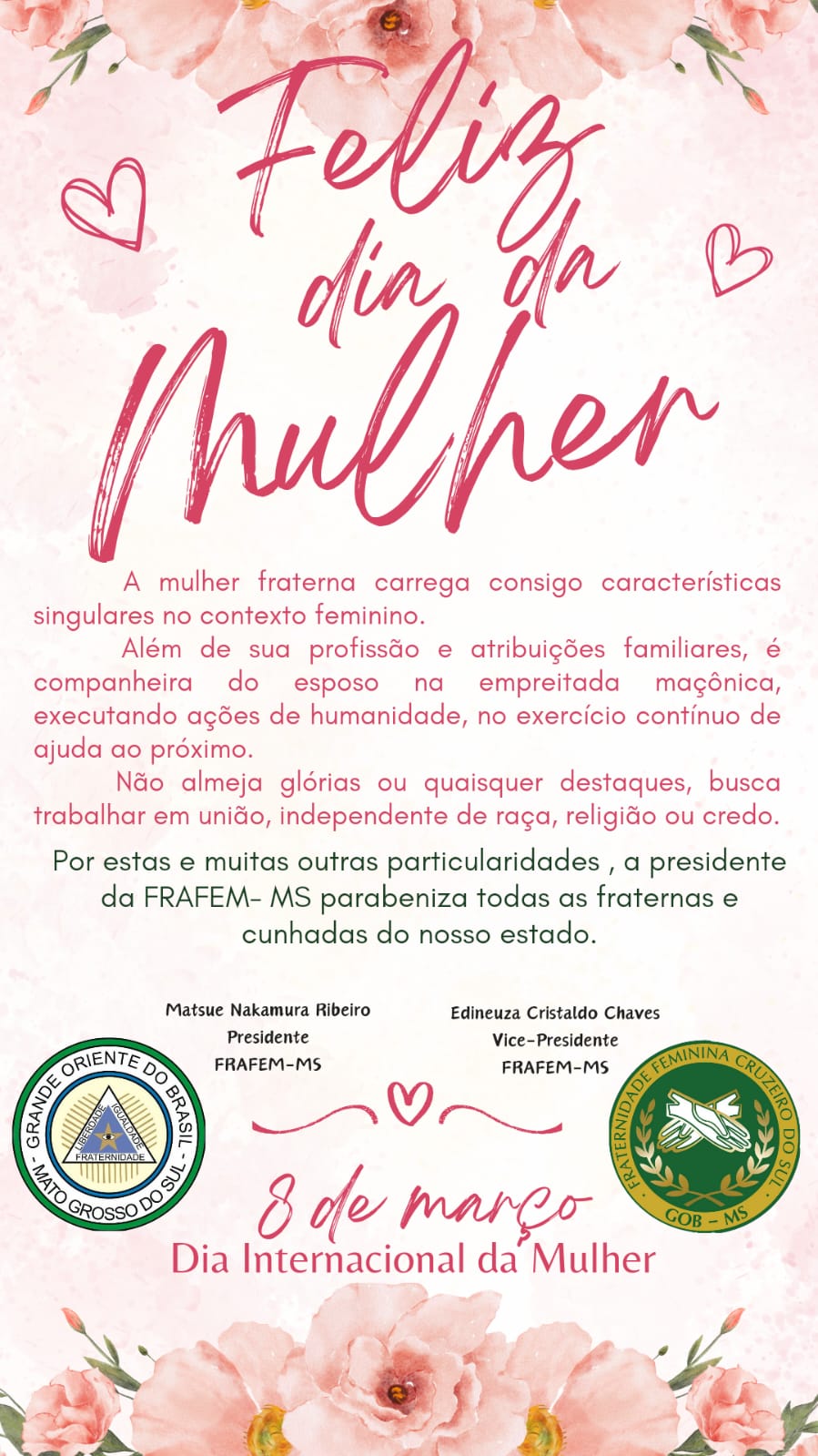 Read more about the article Dia Internacional das Mulheres – FRAFEM MS – 08/03/2024